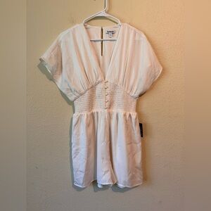Express Cream White Romper | Smocked Waist | NWOT | Size Small